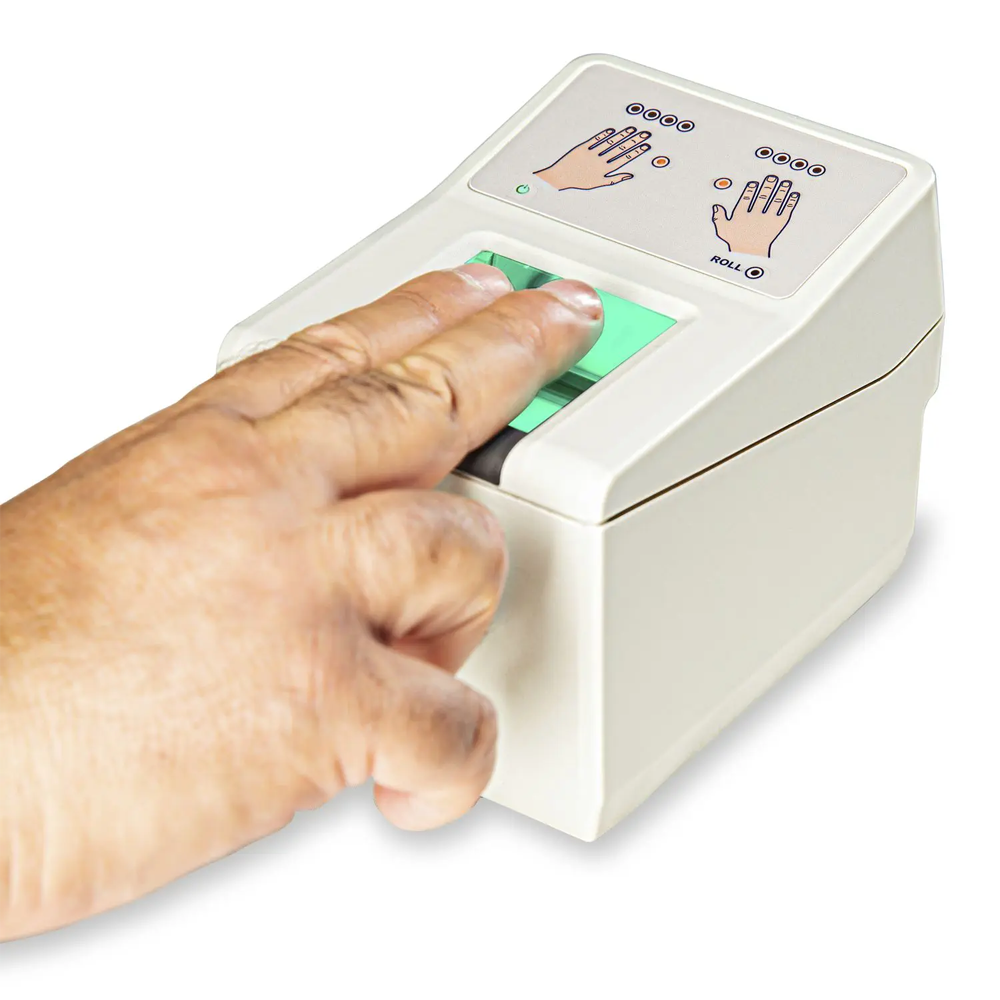 Thales DactyScan40p fingerprint scanner capturing dual flat fingerprints